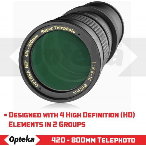  Opteka 420-800mm (w/ 2X- 840-1600mm) f/8.3 HD Telephoto Zoom Lens for Fuji Fujifilm X-Mount X-Pro3, Pro2, H1, T3, T2, T30, T20, T10, T1, A7, A5, A3, A2, A1, E3, E2 and T100 Digital