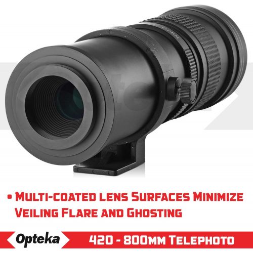  Opteka 420-800mm (w/ 2X- 840-1600mm) f/8.3 HD Telephoto Zoom Lens for Fuji Fujifilm X-Mount X-Pro3, Pro2, H1, T3, T2, T30, T20, T10, T1, A7, A5, A3, A2, A1, E3, E2 and T100 Digital