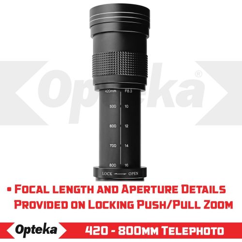  Opteka 420-800mm (w/ 2X- 840-1600mm) f/8.3 HD Telephoto Zoom Lens for Fuji Fujifilm X-Mount X-Pro3, Pro2, H1, T3, T2, T30, T20, T10, T1, A7, A5, A3, A2, A1, E3, E2 and T100 Digital