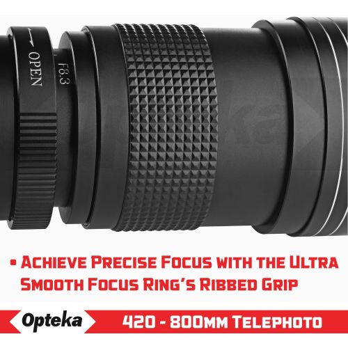  Opteka 420-800mm (w/ 2X- 840-1600mm) f/8.3 HD Telephoto Zoom Lens for Fuji Fujifilm X-Mount X-Pro3, Pro2, H1, T3, T2, T30, T20, T10, T1, A7, A5, A3, A2, A1, E3, E2 and T100 Digital