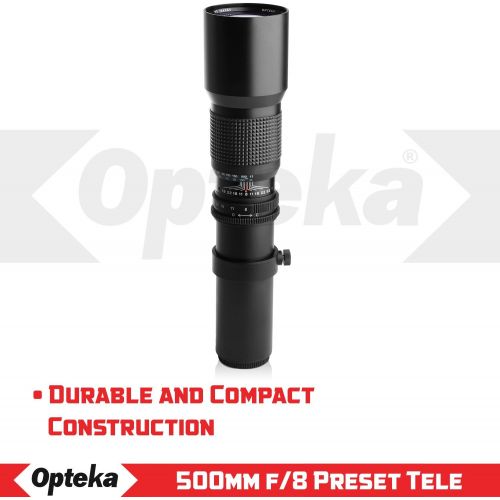  Opteka 500mm/1000mm f/8 Manual Telephoto Lens for Nikon F-Mount D6, D5, D4, DF, D850, D810, D780, D750, D700, D610, D500, D7500, D7200, D7100, D5600, D5500, D5300, D5200, D3500, D3