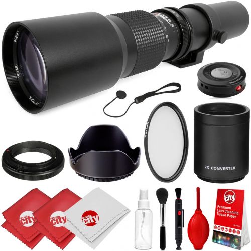  Opteka 500mm/1000mm f/8 Manual Telephoto Lens for Nikon F D6, D5, D4, Df, D850, D810, D800, D780, D750, D610, D500, D7500, D7200, D7100, D5600, D5500, D5300, D5200, D5100, D3500, D