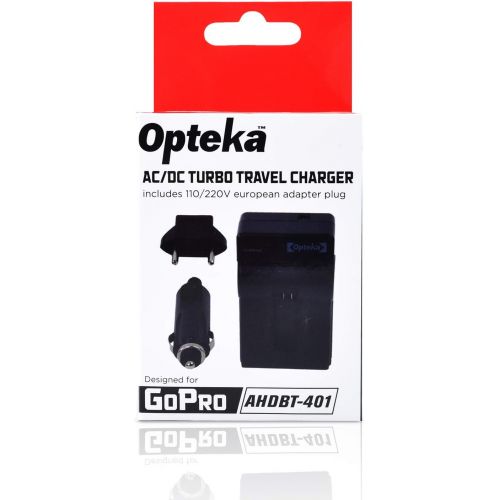  Opteka Extended AHDBT-401 Battery (3-Pack) & Fast Wall/Car Charger for GoPro HERO4 Black & Silver (3.8V, 1600mAh)