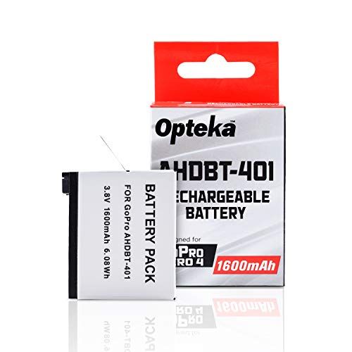  Opteka AHDBT-401 Extended Replacement 1600mAh Lithium-ion (Li-ion) Battery for GoPro HERO4 Black & Silver Action Cameras