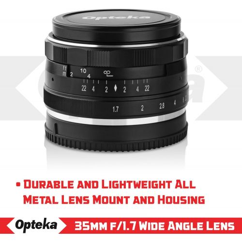  Opteka 35mm f1.7 HD MC Manual Focus Prime Lens for Canon EF-M Mount APS-C Digital Cameras