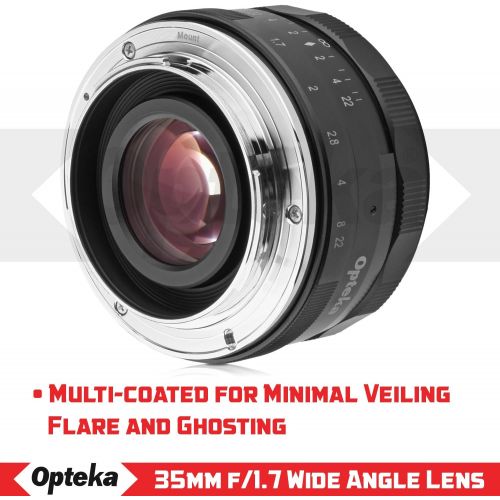  Opteka 35mm f1.7 HD MC Manual Focus Prime Lens for Canon EF-M Mount APS-C Digital Cameras