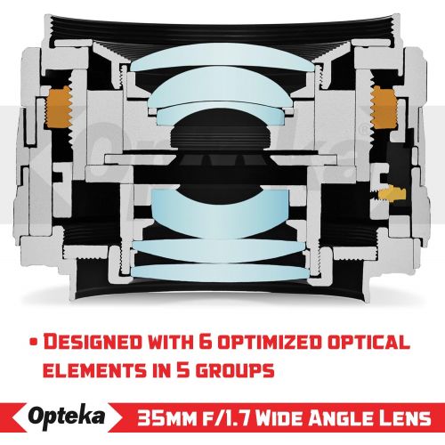  Opteka 35mm f1.7 HD MC Manual Focus Prime Lens for Canon EF-M Mount APS-C Digital Cameras