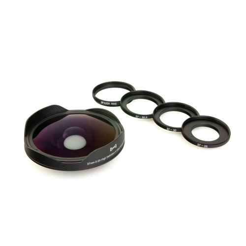  Opteka OPT-SC37FE Platinum Series 0.3X HD Ultra Fisheye Lens for 25mm, 30mm, 30.5mm & 37mm Digital Video Camcorders