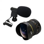 Opteka 6.5mm HD Fisheye Lens with VM-8 Mini-Shotgun Microphone for Canon EOS 70D, 60D, 60Da, 50D, 7D, 6D, 5D, 5Ds, 1Ds, T6s, T6i, T5i, T5, T4i, T3i, T3, T2i, T1i and SL1 Digital SL