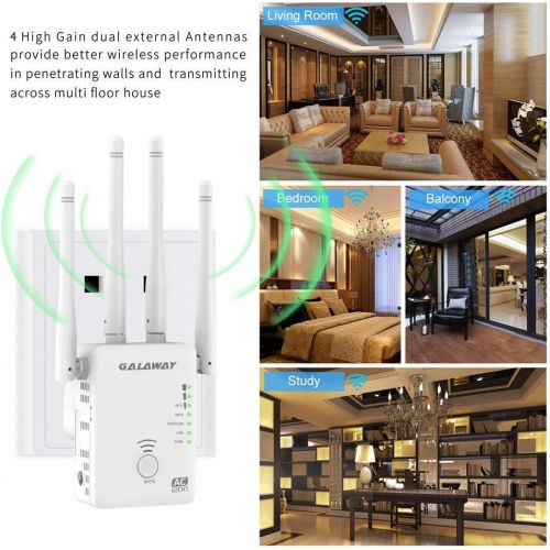  GALAWAY WiFi Extender 4 External Antennas 1200Mbps Wireless Signal Booster with Dual Band 2.4GHz and 5GHz WiFi Range Amplifier with 802.11acabgn Standards