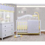 OptimaBaby 6 Piece Unisex Baby Nursery Crib Bedding Set, Chevron, Yellow/White/Gray