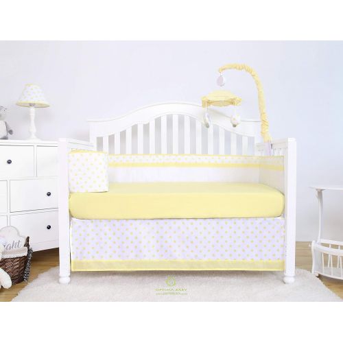  OptimaBaby 6 Piece Unisex Baby Nursery Crib Bedding Set, Chevron, Yellow/White/Gray