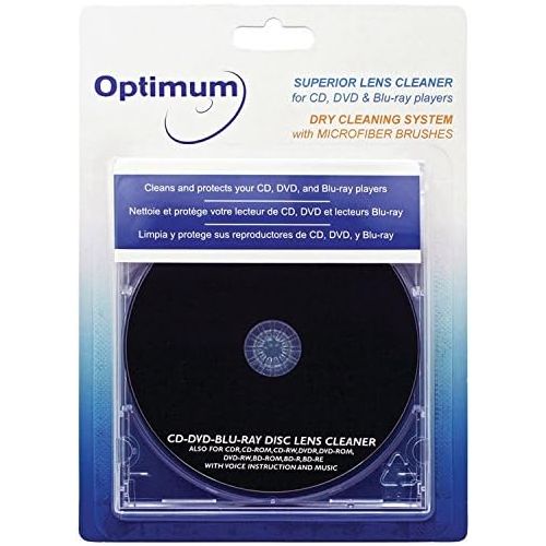  [아마존베스트]Optimum Superior Lens Cleaner (OPTCDDVDLC) For CD, DVD and Blu-ray Players with Microfiber Brush Cleaning System