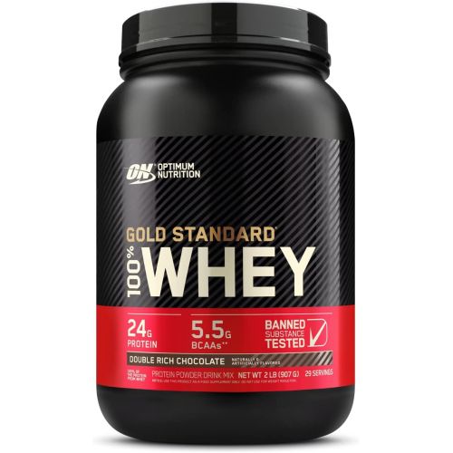  Optimum Nutrition Gold Standard 100% Whey Protein Powder, Double Rich Chocolate 2 Pound (Packaging May Vary)