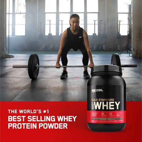  Optimum Nutrition Gold Standard 100% Whey Protein Powder, Double Rich Chocolate 2 Pound (Packaging May Vary)