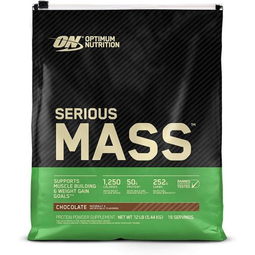  Optimum Nutrition OPTIMUM NUTRITION Serious Mass Weight Gainer Protein Powder, Chocolate, 12 Pound