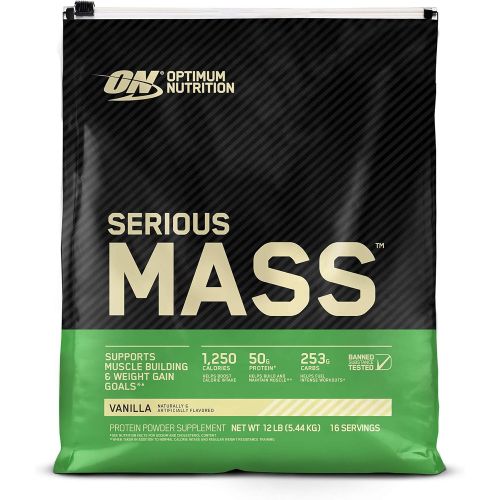  Optimum Nutrition OPTIMUM NUTRITION Serious Mass Weight Gainer Protein Powder, Chocolate, 12 Pound