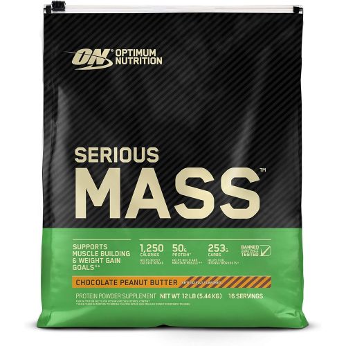  Optimum Nutrition OPTIMUM NUTRITION Serious Mass Weight Gainer Protein Powder, Chocolate, 12 Pound