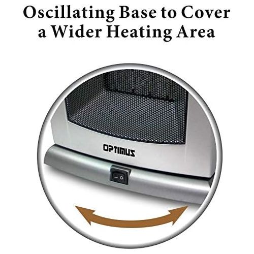  Optimus H-7248 Portable Oscillating Ceramic Heater with Thermostat
