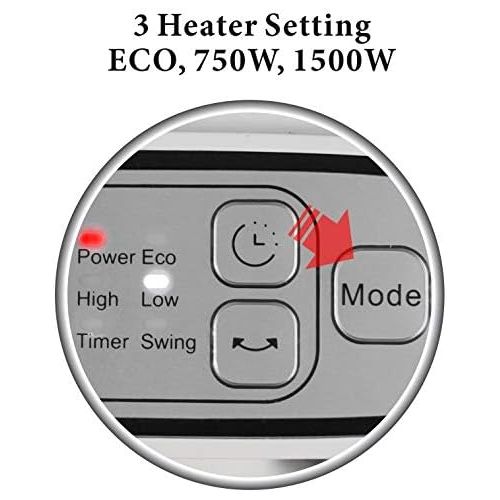  Optimus H-7245 Portable Oscillation Ceramic Heater with Thermostat & LED Portable Oscillation Ceramic Heater with Thermostat