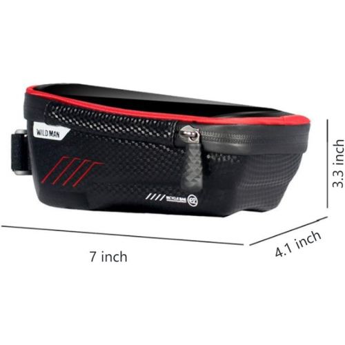  Option Bike Frame Bag, Waterproof Bike Pouch Bag, Cycling Front Top Tube Touchscreen Sun Visor Storage Bag for iPhone 8 Plus/X/XS Max/XR/Samsung S8/S9 Plus up to 6.6 Inch