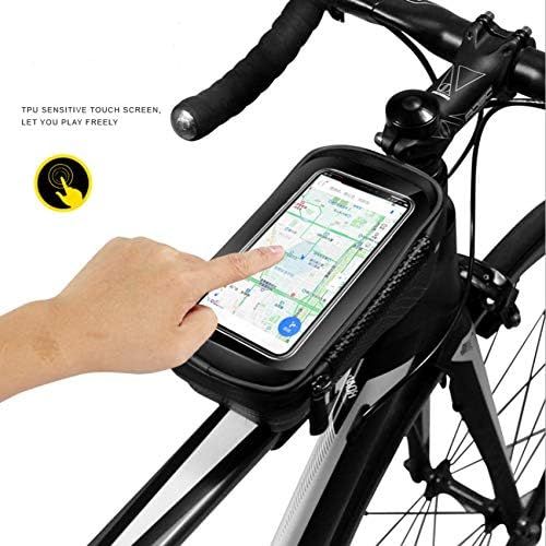  Option Bike Frame Bag, Waterproof Bike Pouch Bag, Cycling Front Top Tube Touchscreen Sun Visor Storage Bag for iPhone 8 Plus/X/XS Max/XR/Samsung S8/S9 Plus up to 6.6 Inch