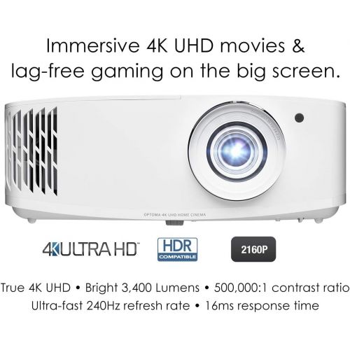  Optoma UHD50X True 4K UHD Projector for Movies & Gaming | 240Hz Refresh Rate | Lowest Input Lag on 4K Projector | Enhanced Gaming Mode 16ms Response Time | HDR10 & HLG Compatibilit
