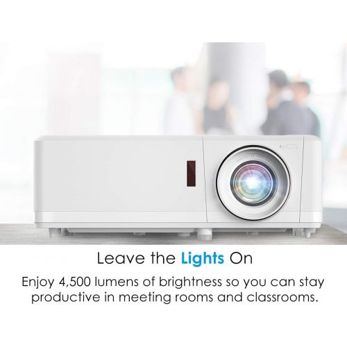  Optoma ZH406 1080p Professional Laser Projector DuraCore Laser Light Source Up to 30,000 Hours Crestron Compatible 4K HDR Input High Bright 4500 lumens 2 Year Warranty White