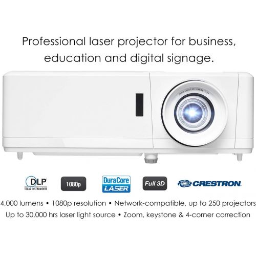  Optoma ZH403 1080p Professional Laser Projector DuraCore Laser Light Source Up To 30,000 Hours Crestron Compatible 4K HDR Input High Bright 4000 lumens 2 Year Warranty,White