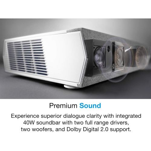  Optoma CinemaX P2 4K UHD 16:9 Laser Home Cinema Ultra-Short Throw Projector with 40W Dolby Digital 2.0 Soundbar