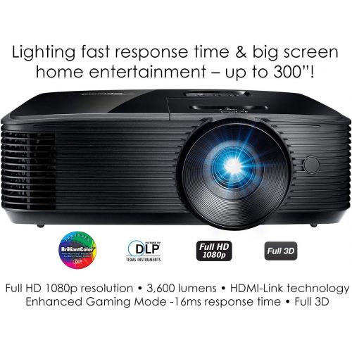  Optoma HD146X High Performance Projector for Movies & Gaming Bright 3600 Lumens DLP Single Chip Design Enhanced Gaming Mode 16ms Response Time