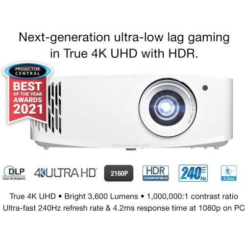  Optoma True 4K UHD Gaming Projector 240Hz 4.2ms Input Lag UHD35