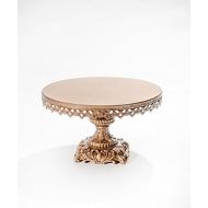 Opulent Treasures Ornate Baroque Base 12 inch Round Metal Wedding Birthday Cake Dessert Stand (Antique Gold)