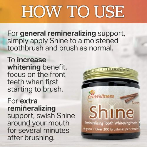  OraWellness Shine Remineralizing Natural Teeth Whitening Powder, Tooth Stain Remover and Polisher With Kaolin Clay Powder, Cinnamon