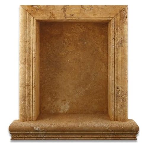  Oracle Moldings Gold  Yellow Travertine Hand-Made Honed Shampoo Niche  Shelf - LARGE