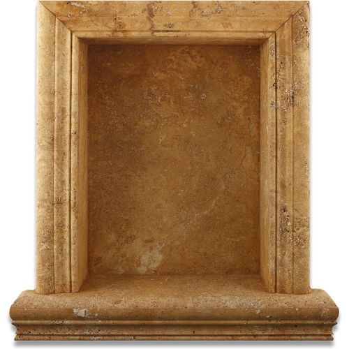  Oracle Moldings Gold  Yellow Travertine Hand-Made Honed Shampoo Niche  Shelf - LARGE