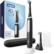 Oral-B iO Deep Clean Rechargeable Electric Powered Toothbrush, Black with iO Series 3 Limited, 2 Brush Heads and Travel Case - Pressure Sensor to Protect Gums - 3 Cleaning Settings - 2 Minute Timer