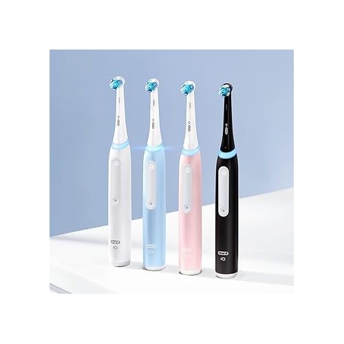  Oral-B iO Series 3 Limited Rechargeable Electric Powered Toothbrush, Black with 2 Brush Heads and Travel Case - Visible Pressure Sensor to Protect Gums - 3 Modes - 2 Minute Timer