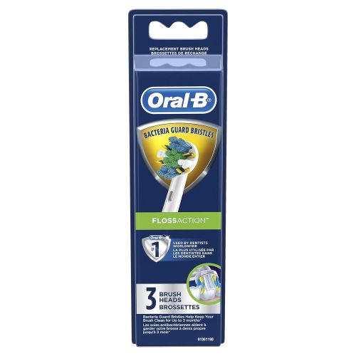  Oral-B Floss Action Electric Toothbrush Replacement Brush Heads Refill, 3 Count Packaging may Vary