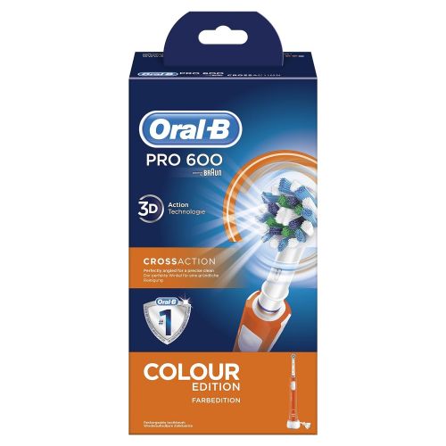  Oral-B Cross Action Pro 600 Colour Edition Electric Toothbrush Rechargeable Orange