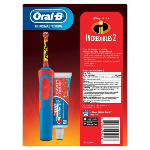  KIds-Oral-B Electric Rechargeable Power Toothbrush (Incredibles 2)