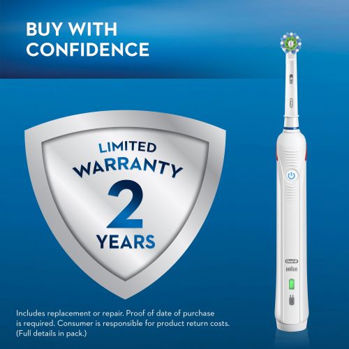  Oral-B Pro 1500 CrossAction Electric Power Rechargeable Battery Toothbrush, Powered by Braun