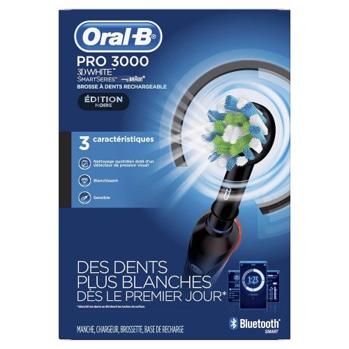  Oral-B Pro 3000 Electronic Power Rechargeable Battery Electric Toothbrush with Bluetooth Connectivity, Powered by Braun