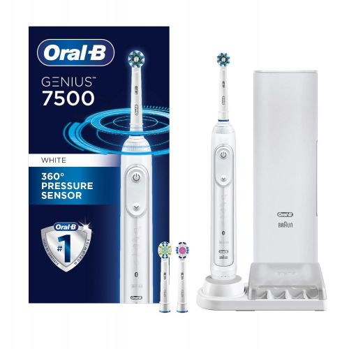  Oral-B Pro 7500 SmartSeries Electric Rechargeable Toothbrush with 3 Replacement Brush heads, Bluetooth Technology and Travel Case, Powered by Braun