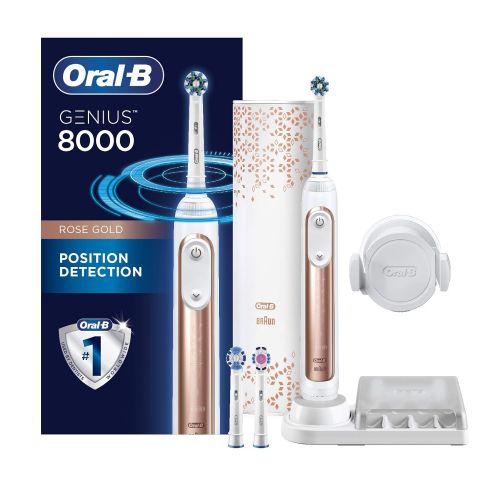  Oral-B Genius Pro 8000 Electronic Power Rechargeable Battery Electric Toothbrush with Bluetooth Connectivity, Black, Powered by Braun