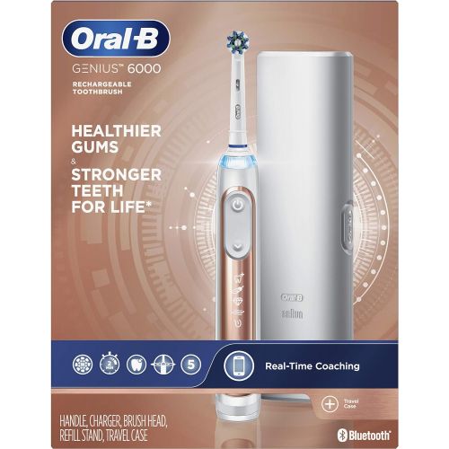  Oral-B Pro 6000 SmartSeries Electronic Power Rechargeable Battery Electric Toothbrush with Bluetooth Connectivity, White, Powered by Braun