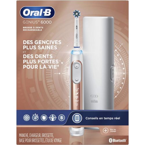 Oral-B Pro 6000 SmartSeries Electronic Power Rechargeable Battery Electric Toothbrush with Bluetooth Connectivity, White, Powered by Braun