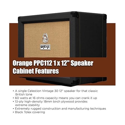  Orange 1x12 Cabinet Celestion V30 16 Ohm Black