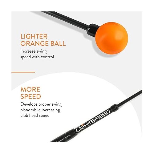  Orange Whip Lightspeed Golf Swing Trainer Aid Patented & Made in USA- Speed Stick Improves Speed, Distance and Accuracy (45