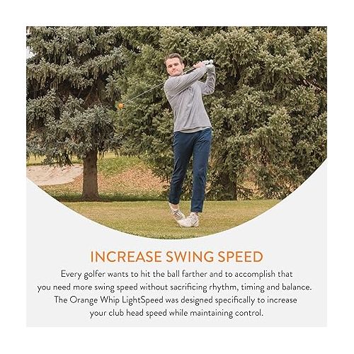  Orange Whip Lightspeed Golf Swing Trainer Aid Patented & Made in USA- Speed Stick Improves Speed, Distance and Accuracy (45